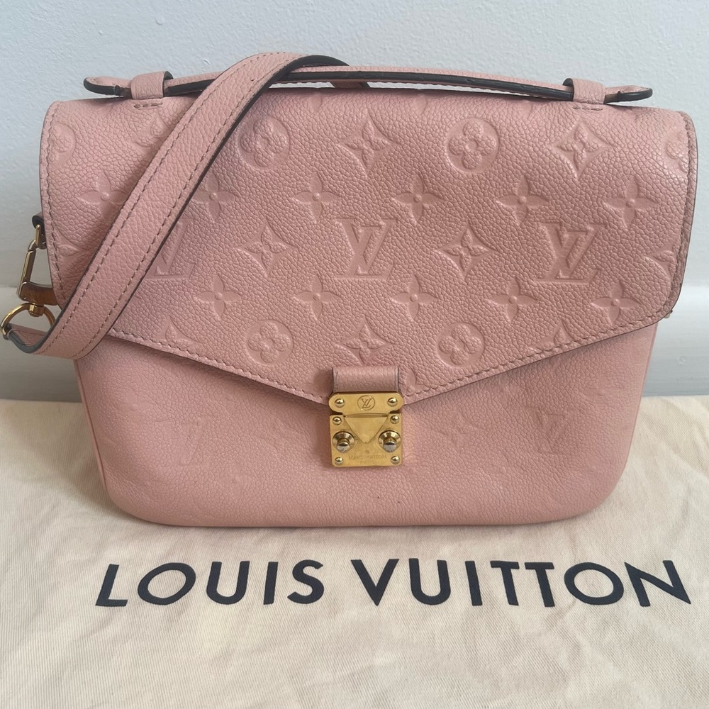 Louis Vuitton Pochette Métis Monogram Empreinte Leather Crossbody Bag Pink